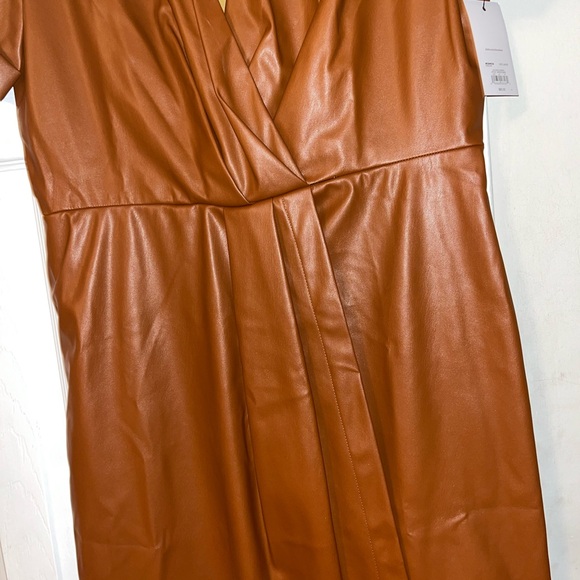 NWT, Nine West Brown Faux Leather Dress, Size Large - Picture 6 of 8